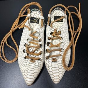 FREEBIRD By Steven Enya Shoes Flats Snakeskin Leather Lace Up Size 9